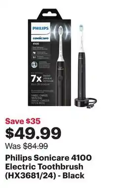 Best Buy Philips Sonicare 4100 Electric Toothbrush (HX3681/24) - Black offer