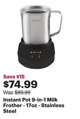 Best Buy Instant Pot 9-in-1 Milk Frother - 17oz - Stainless Steel offer