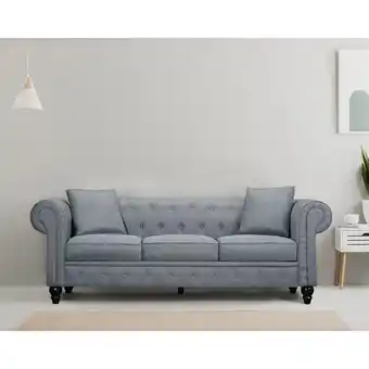 Best Buy Valencia Sofas Abruzzo Chesterfield Tufted Sofa with 2 Decorative Pillows - Grey offer