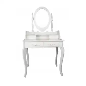Best Buy ViscoLogic PEARL Wooden Mirrored Makeup Vanity Table offer