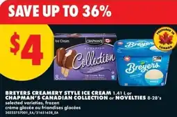 No Frills Breyers creamery style ice cream or chapman's canadian collection or novelties offer