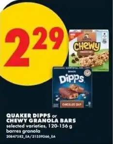 No Frills Quaker dipps or chewy granola bars offer