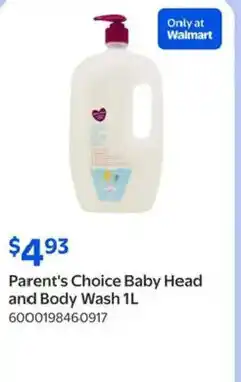 Walmart Parent's Choice Baby Head and Body Wash offer