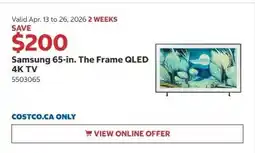Costco Samsung 65-in. The Frame QLED 4K TV offer