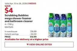 Costco Scrubbing Bubbles mega shower foamer and bathroom cleaner offer