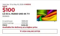 Costco LG 55 in. NU860 UHD 4K TV offer