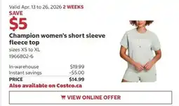Costco Champion women's short sleeve fleece top offer
