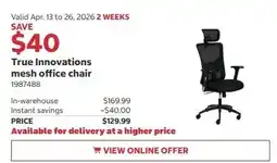 Costco True Innovations mesh office chair offer