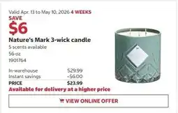 Costco Nature's Mark 3-wick candle offer