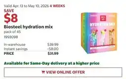 Costco Biosteel hydration mix offer