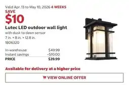 Costco Lutec LED outdoor wall light offer