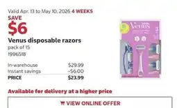 Costco Venus disposable razors offer