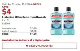 Costco Listerine Ultraclean mouthwash offer