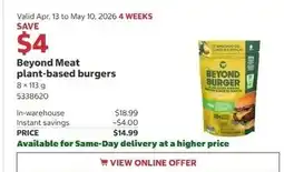 Costco Beyond Meat plant-based burgers offer