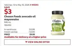 Costco Chosen Foods avocado oil mayonnaise offer