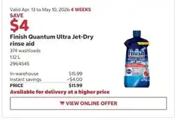 Costco Finish Quantum Ultra Jet-Dry rinse aid offer