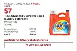 Costco Tide Advanced Oxi Power liquid laundry detergent offer