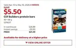 Costco Clif Builders protein bars offer