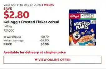 Costco Kellogg's Frosted Flakes cereal offer