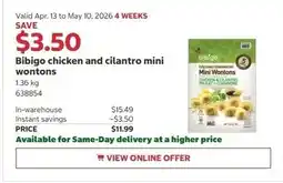 Costco Bibigo chicken and cilantro mini wontons offer