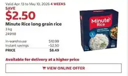 Costco Minute Rice long grain rice offer
