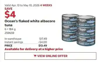 Costco Ocean's flaked white albacore tuna offer