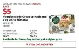 Costco Veggies Made Great spinach and egg white frittatas offer