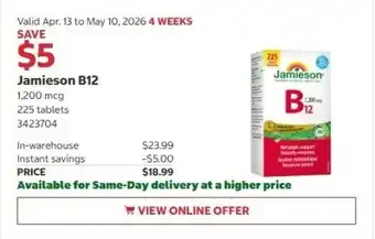 Costco Jamieson B12 offer