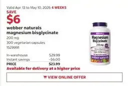 Costco Webber naturals magnesium bisglycinate offer