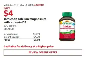 Costco Jamieson calcium magnesium with vitamin D3 offer