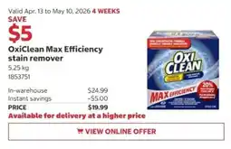 Costco OxiClean Max Efficiency stain remover offer