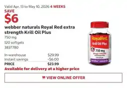 Costco Webber naturals royal red extra strength krill oil plus offer