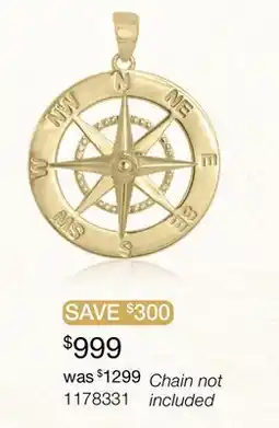 Charm Diamond 10K Yellow Gold Nautical Compass Pendant offer