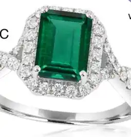Charm Diamond Sterling Silver Created Emerald & Created White Sapphire Ring offer