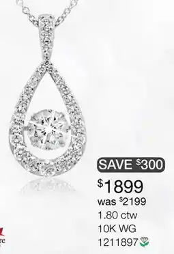 Charm Diamond New Brilliance 10K White Gold Lab Grown 1.80CTW Dancing Diamond Pendant offer