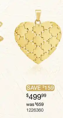 Charm Diamond 10K Yellow Gold Puzzle Heart Pendant No Chain offer