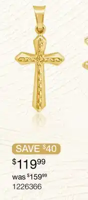 Charm Diamond 14K Yellow Gold Diamond Cut Cross No Chain offer