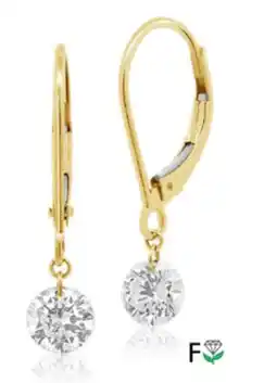Charm Diamond Pierced by Light Lab Grown 1.00CTW Diamond Dangle Earrings in 10K Yellow Gold offer