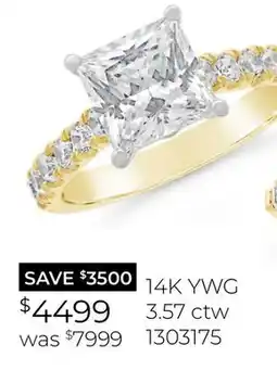 Charm Diamond New Brilliance Lab Grown 3.57CTW Diamond Ring in 14K Yellow and White Gold offer