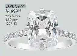 Charm Diamond Jenny Packham Lab Grown 4.50CTW Cushion Diamond Bridal Ring in 18K White Gold offer