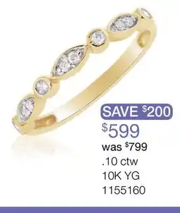 Charm Diamond 10K Yellow Gold 0.10CTW Stackable Diamond Ring offer