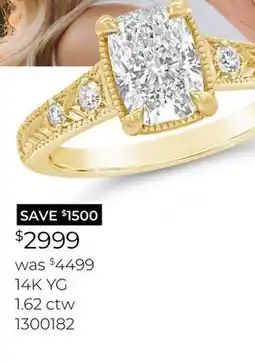 Charm Diamond New Brilliance Lab Grown 1.62CTW Cushion Cut Diamond Ring in 14K Yellow Gold offer