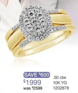Charm Diamond 10K Yellow Gold 0.50CTW Three Piece Diamond Bridal Set offer