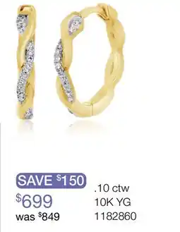Charm Diamond 10K Yellow Gold 0.10CTW Diamond Twist Hoops offer