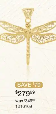 Charm Diamond 10K Yellow Gold Dragonfly Pendant offer