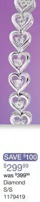 Charm Diamond Sterling Silver 0.09CTW Diamond Heart Bracelet offer