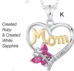 Charm Diamond Sterling Silver Yellow Plated Created Ruby & Created White Sapphire Mom Pendant offer