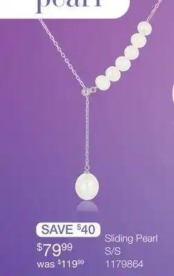 Charm Diamond Sterling Silver Sliding Pearl Necklace offer