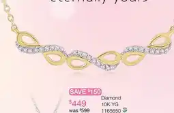 Charm Diamond 10K Yellow Gold Diamond Infinity Necklace offer