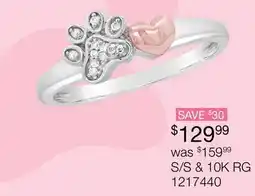 Charm Diamond Charming Friends Diamond Paw Heart Ring Sterling Silver & 10k Rose Gold offer